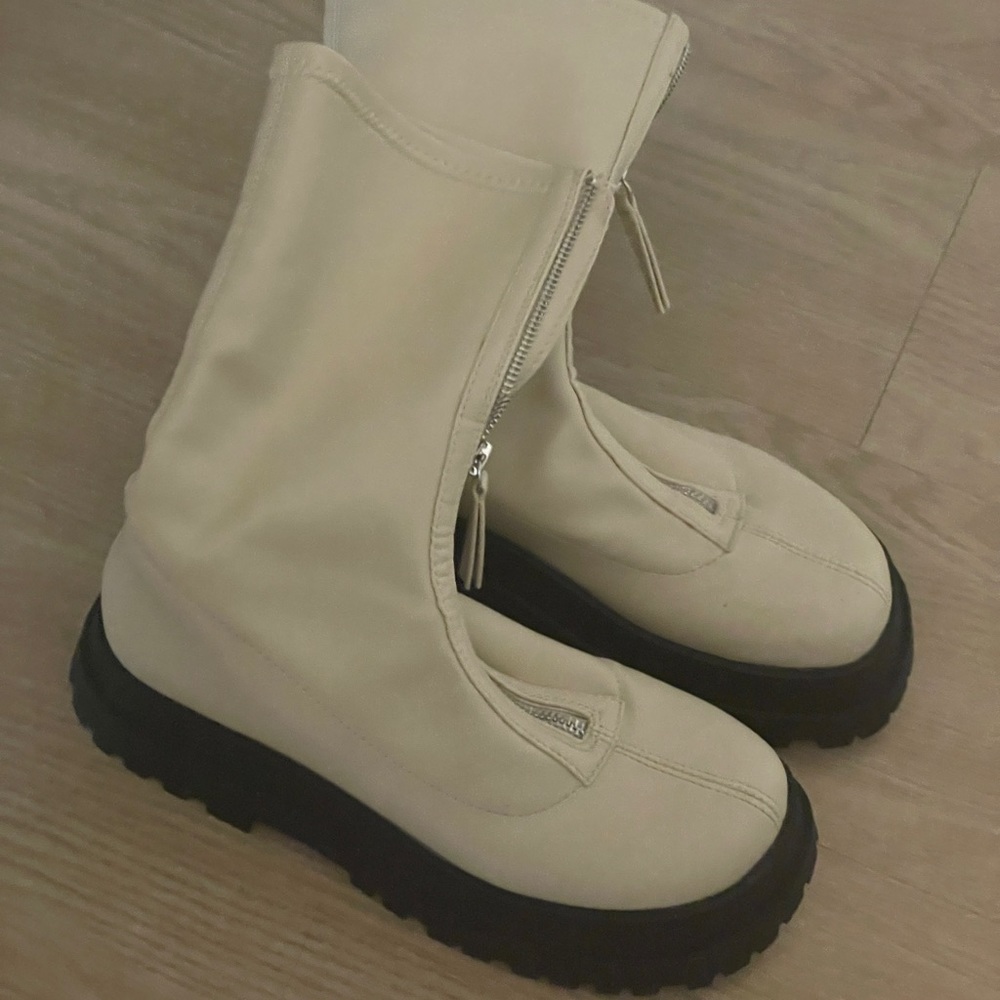UO White high platform boots